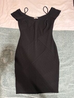 Women’s Black One-Shoulder Bodycon Dress with Strap Detail
